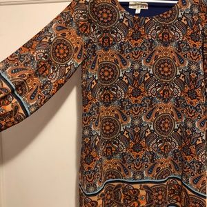 Long Sleeve Paisley Bright Short Dress